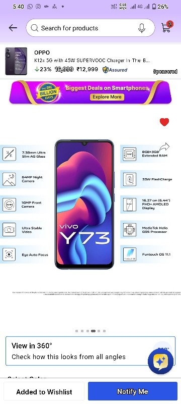 Vivo y73 mobile...